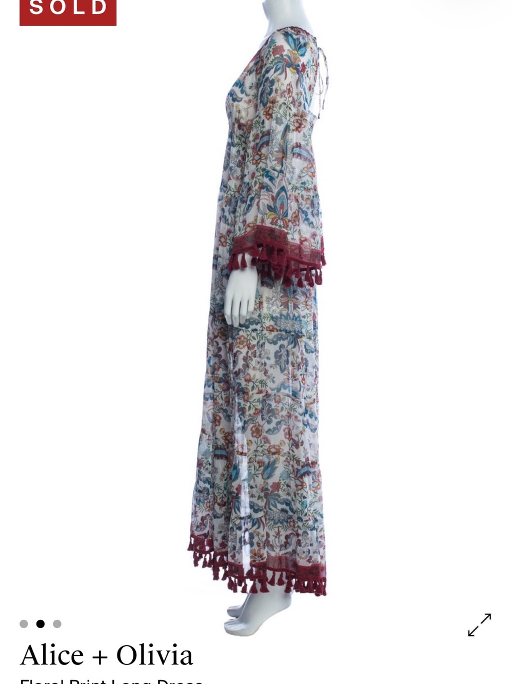 Alice + Olivia Floral Sheer Maxi Kimono with Wine Trim - Picture 3 of 3